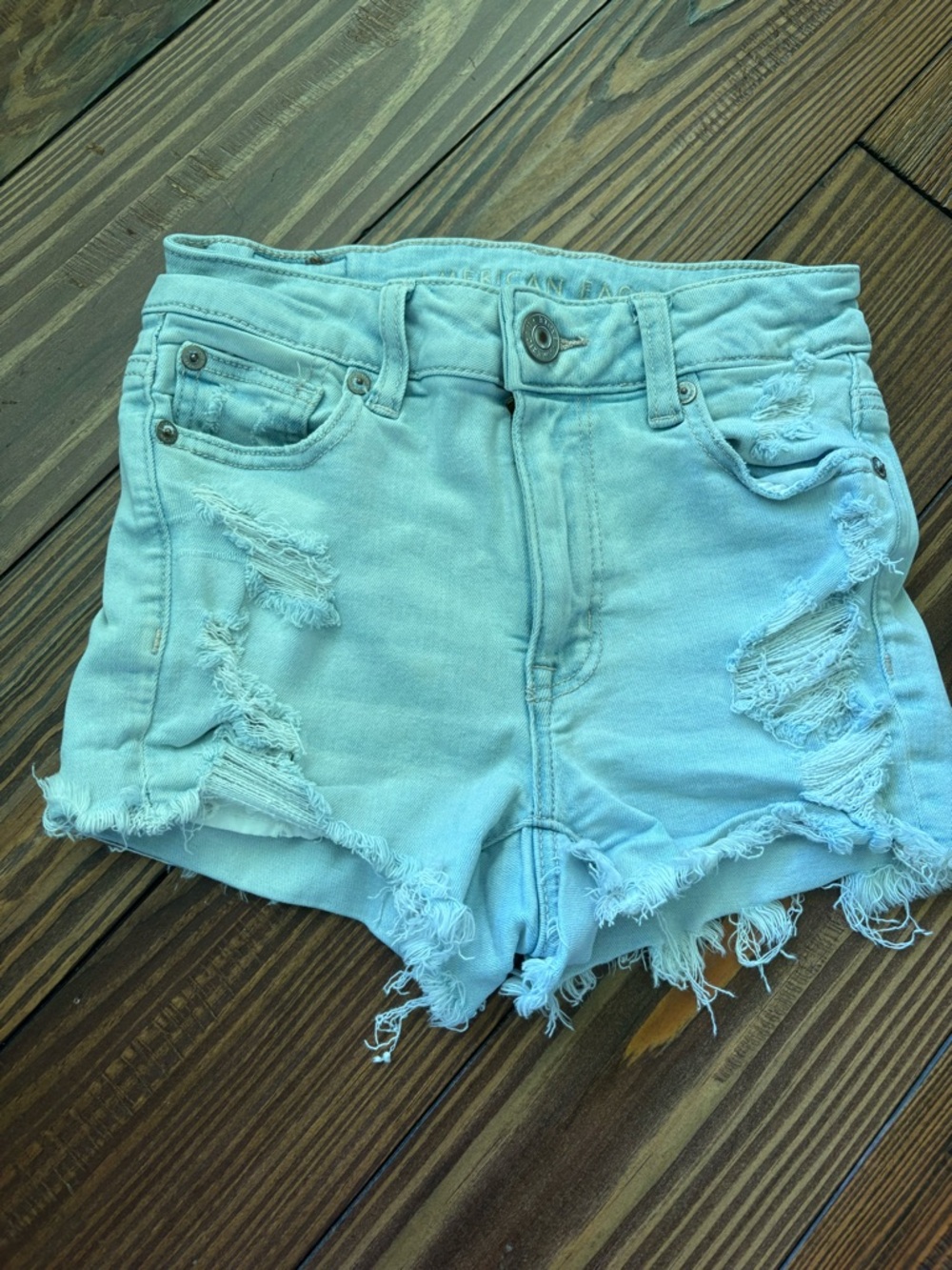 American Eagle Outfitters Light Blue Distressed Jean Shorts